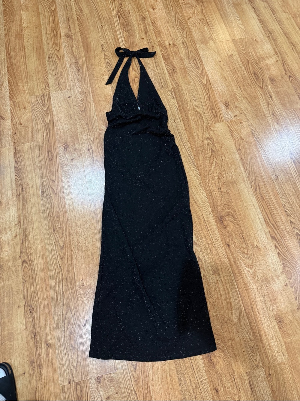 Bershka Sparkle Black Halter Backless Evening Dress